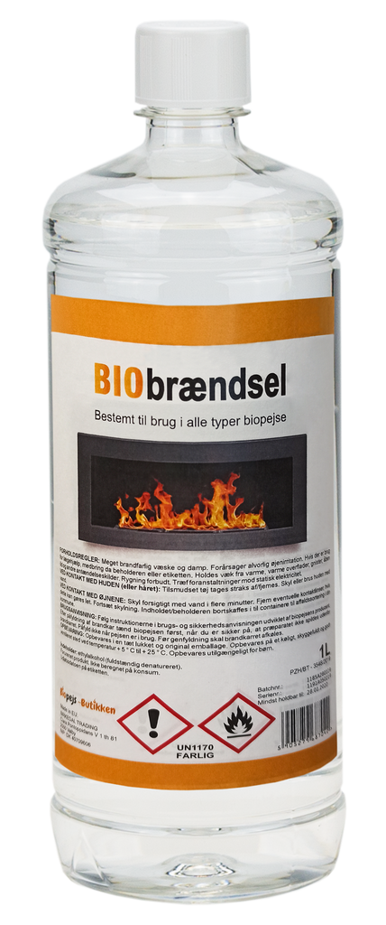 Bioethanol 12 x 1-liter flasker Biopejs-Butikken 
